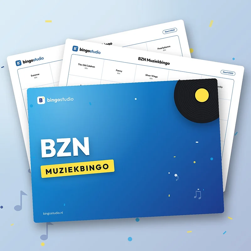 BZN Muziekbingo: voorblad en bingokaarten