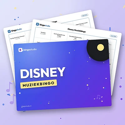 Disney Muziekbingo: voorblad en bingokaarten