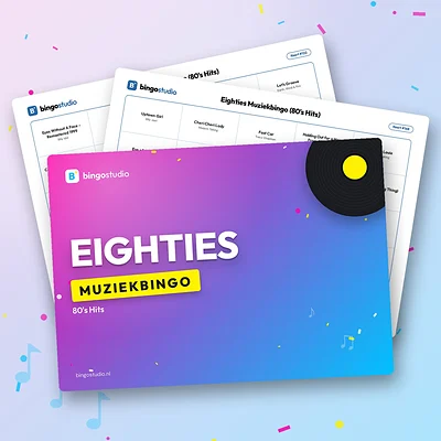 Eighties Muziekbingo (80's Hits): voorblad en bingokaarten
