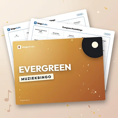 Evergreen Muziekbingo: voorblad en bingokaarten