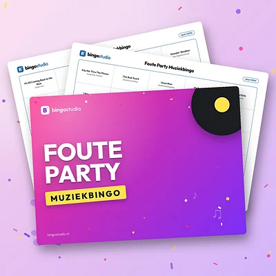 Foute Party Muziekbingo: voorblad en bingokaarten