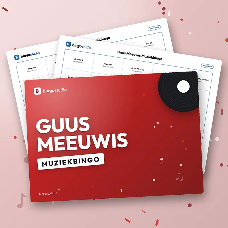Guus Meeuwis Muziekbingo: voorblad en bingokaarten