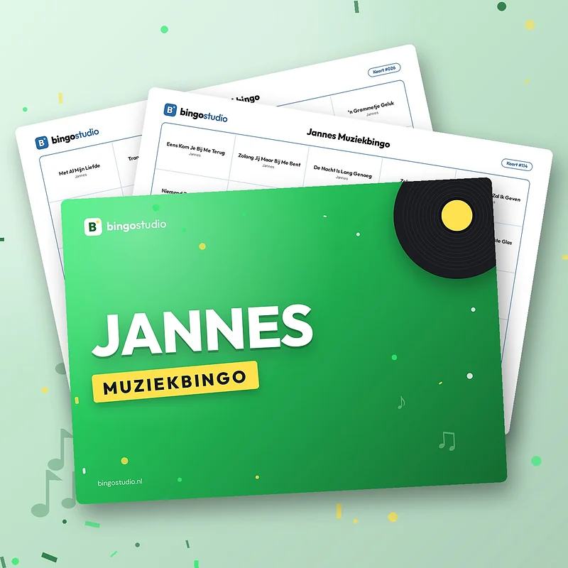 Jannes Muziekbingo: voorblad en bingokaarten