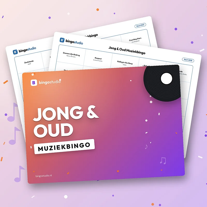 Jong & Oud Muziekbingo: voorblad en bingokaarten