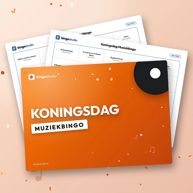 Koningsdag Muziekbingo: voorblad en bingokaarten