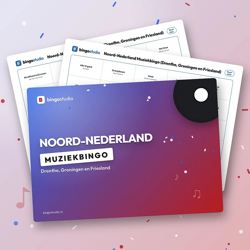 Noord-Nederland Muziekbingo (Drenthe, Groningen en Friesland): voorblad en bingokaarten